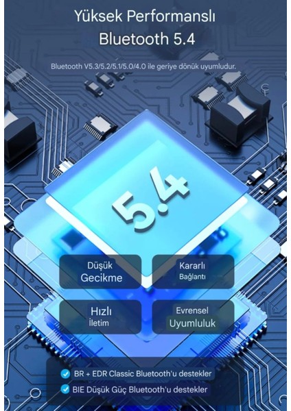 Bluetooth Adaptör 5.4 Süper Hızlı CE/FC/ROHS Lisanslı Yüksek Performans Düşük Gecikme Son Nesil Teknoloji 5.4 Ultra Hızlı Orginal