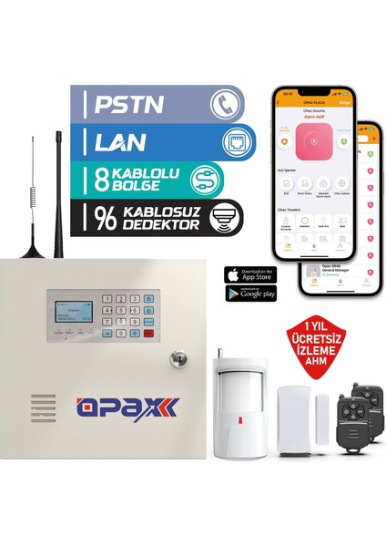 OPAX-2545LAN Pstn & Lan Network Kablolu & Kablosuz Alarm