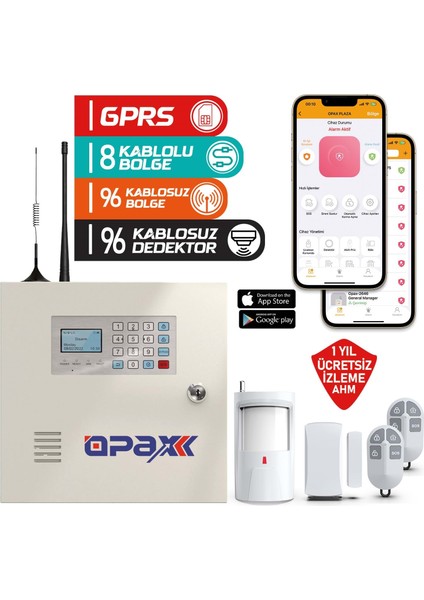 OPAX-2646-4G Kablolu I Kablosuz 4G Gprs Alarm Paneli