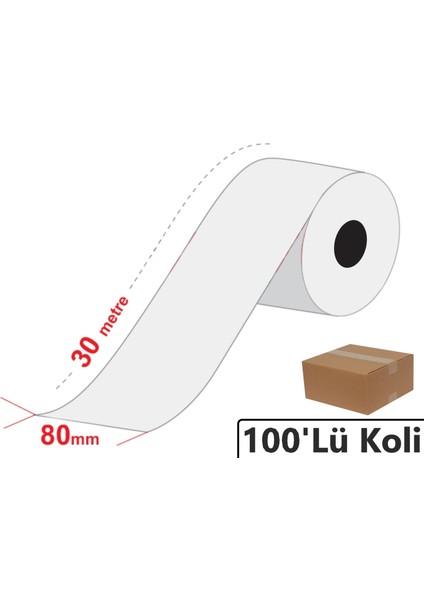 80X30 Metre Termal Yazarkasa ve Adisyon Rulosu 100'lü Koli