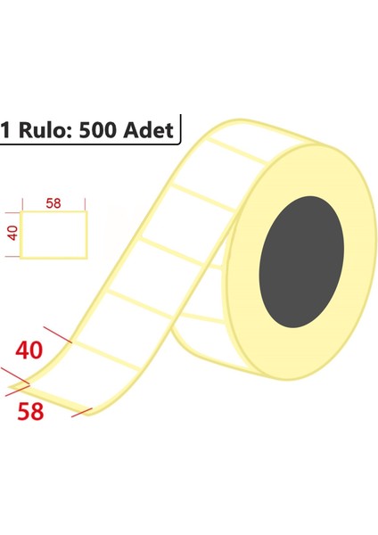 40X58 mm Termal Cas Terazi Etiketi 500'lü Sarım