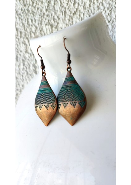 Eskitme Geometrik Motifli Küpe / Figür 4cm fırsatları