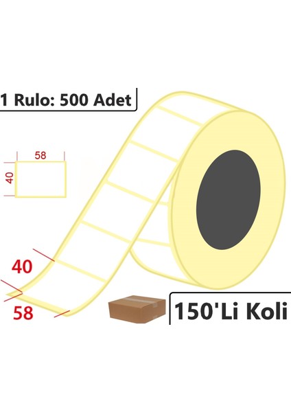 40X58 mm Termal Cas Terazi Etiketi 500'lü Sarım 150'li Koli