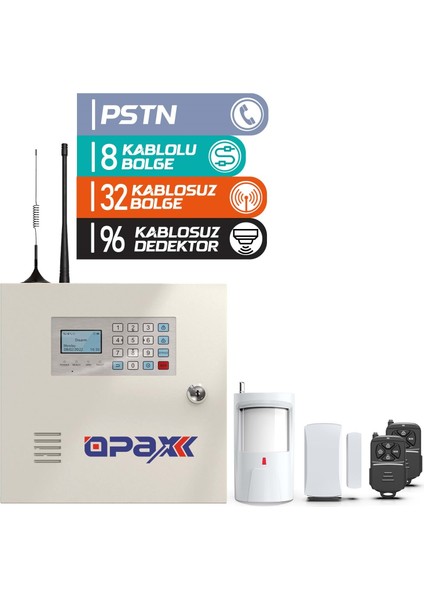 OPAX-2545 Pstn Özellikli Kablolu & Kablosuz Alarm Paneli