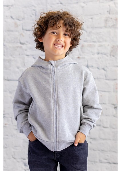 Unisex Çocuk Basic Kapüşonlu Ceket - Grimelanj