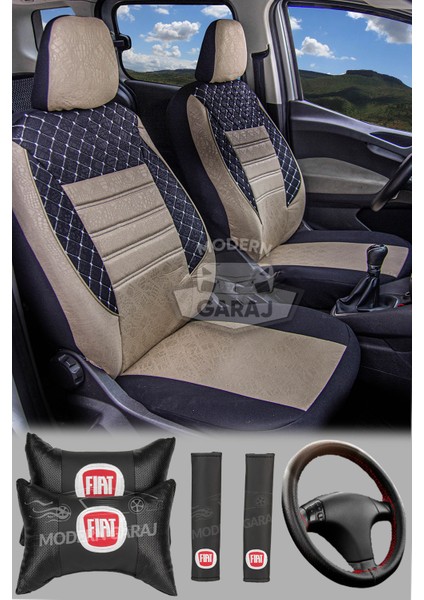 Fiat Albea, Tipo, Linea, Palio, Egea, Tempra Uyumlu Ön Arka Tam Set Gofrajlı Oto Koltuk Kılıfı Seti