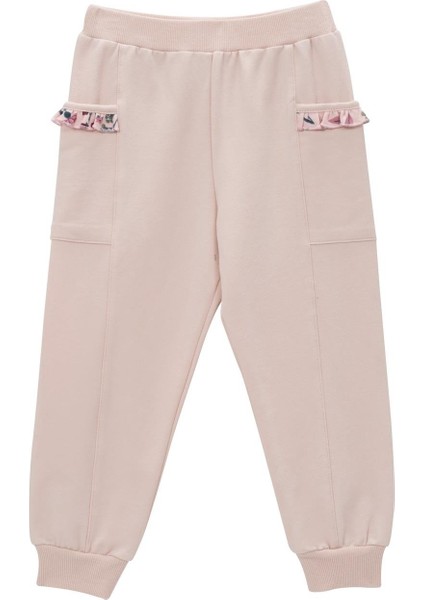 Kız Bebek Fırfır Cepli Eşofman Altı - Pembe