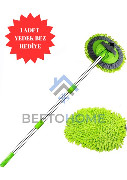 Befto Home Mikrofiber Çok Fonksiyonlu 2 In 1 Oto Araba Yıkama Temizleme Fırçası, Oto Yıkama Mopu (Yedek Bezli)