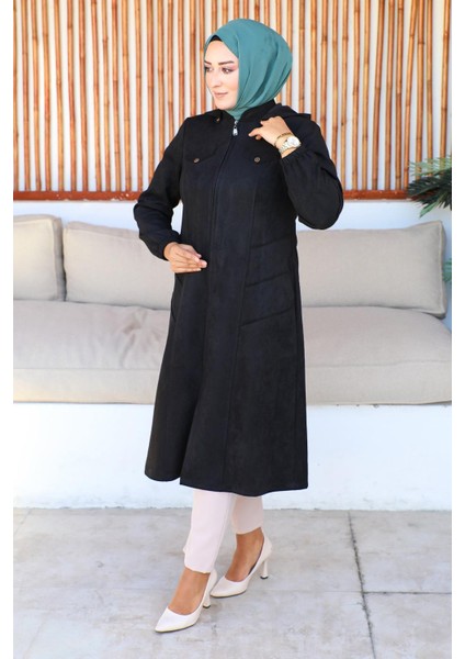 Felek Kadın Büyük Beden Ara Boy Süet Kap