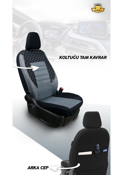 Fiat Albea, Tipo, Linea, Palio, Egea, Tempra Uyumlu Ön Arka Tam Set Gofrajlı Oto Koltuk Kılıfı Seti