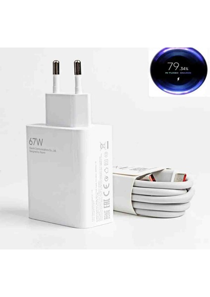 Xiaomi ve Tüm Telefonlarla Uyumlu 67W Turbo Şarj Aleti Şarj Cihazı Kablo Adaptör Set Hızlı Şarj