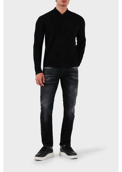 Yünlü Regular Fit Yarım Fermuarlı Kolej Yaka Kazak Erkek Kazak 6D1MXP 1mkdz 0999 modelleri