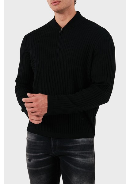 Yünlü Regular Fit Yarım Fermuarlı Kolej Yaka Kazak Erkek Kazak 6D1MXP 1mkdz 0999 fırsatları