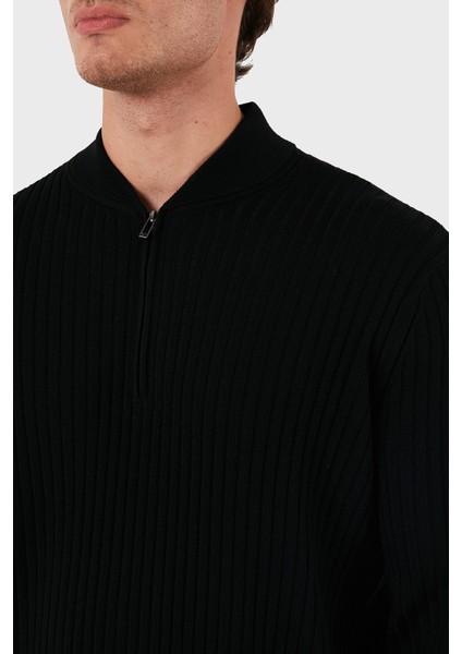 Yünlü Regular Fit Yarım Fermuarlı Kolej Yaka Kazak Erkek Kazak 6D1MXP 1mkdz 0999 indirimleri