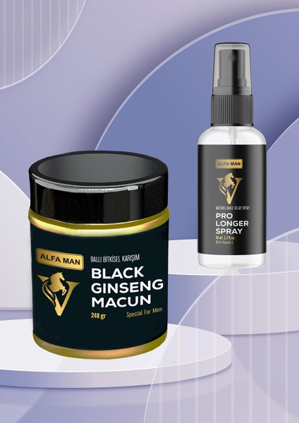 Güçlü Olmak Isteyen Erkeklere Black Ginseng Macun 240 gr ve Pro Longer Dly Sprey