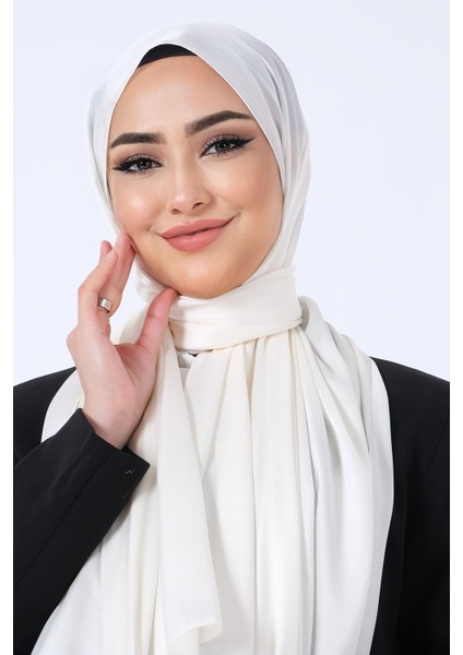 Ekru Harem Scarf Kristal Saten Şal