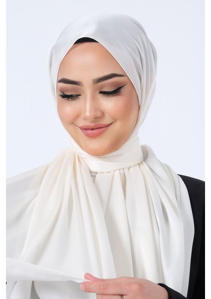 Ekru Harem Scarf Kristal Saten Şal