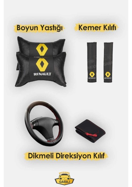 Renault Clio 1-2-3-4, Symbol, Fluence, Megane 1-2-3 Broadway, Toros, Uyumlu Ön Arka Tam Set Gofrajlı Oto Koltuk Kılıfı Seti