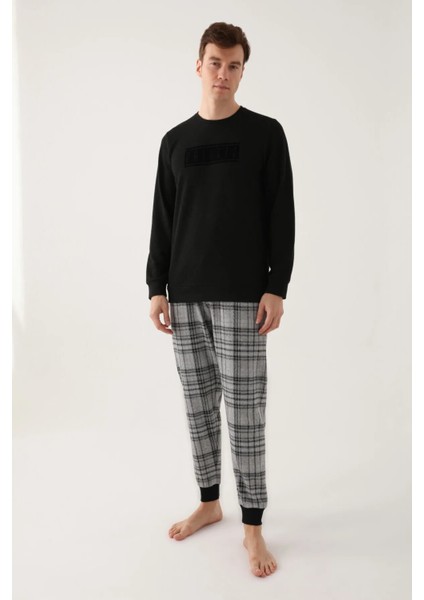 Uzun Kol Altı Ekoseli Erkek Pijama Takım 2787