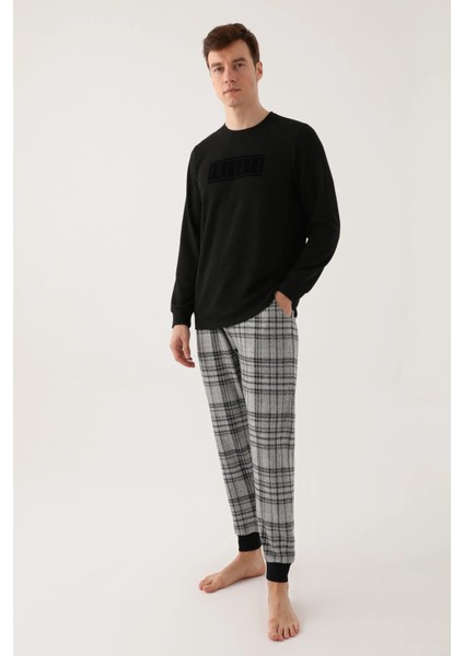 Uzun Kol Altı Ekoseli Erkek Pijama Takım 2787 modelleri