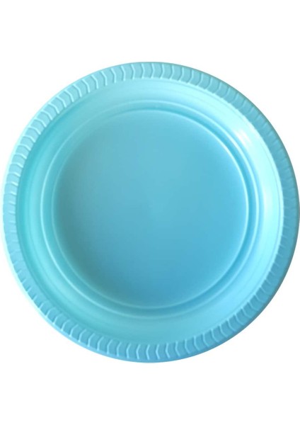 Roll-Up Kullan At Renkli Turkuaz Parti Davet Plastik Tabak - 22 cm . - 25 Adetlik 3 Paket