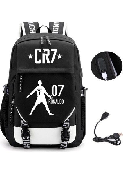 Futbol Yıldızı Crow Öğrenci Okul Çantası Kalem Çantası USB Şarj Seyahat Çantası (Yurt Dışından)