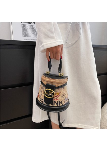 Grafiti Silindir Tote Çanta, Moda Omuz Çapraz Çanta (Yurt Dışından) modelleri