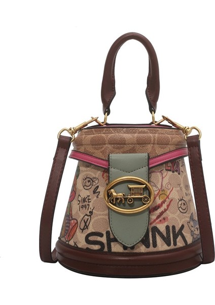 Grafiti Silindir Tote Çanta, Moda Omuz Çapraz Çanta (Yurt Dışından)