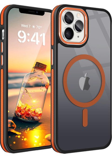 iPhone 14 Pro Max Kılıf Magsafe Frosted Kaymaz Kenar Sert Kapak