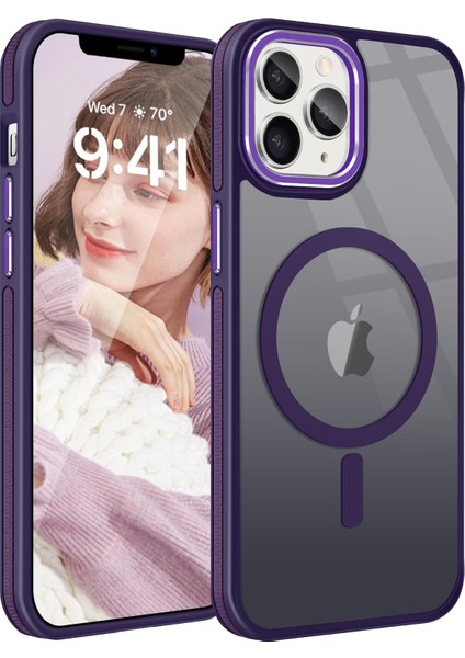 iPhone 14 Pro Kılıf Magsafe Frosted Kaymaz Kenar Sert Kapak