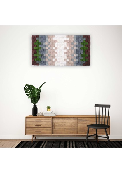 Uranüs 96 x 48 cm El Yapımı Mozaik Ahşap Duvar Tablosu