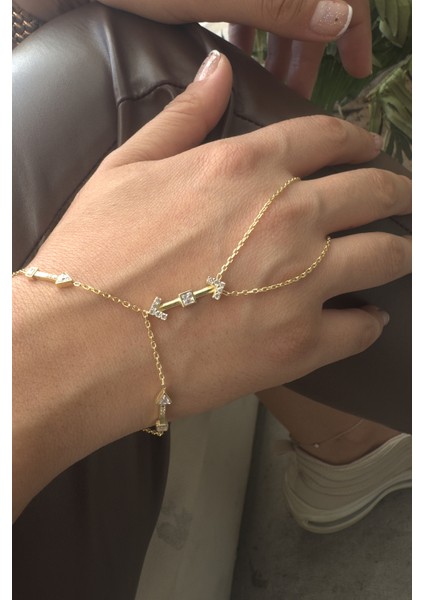 925 Ayar Gold Kaplamalı Yön Işareti Tasarım Gümüş Şahmeran