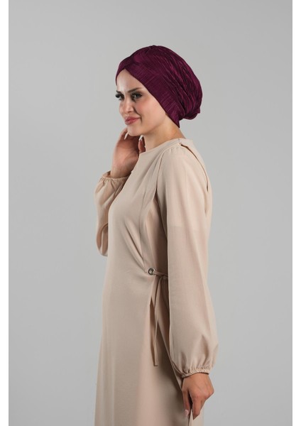 Şarabi Pratik Hazır Geçmeli Tesettür Bone Fukuro Piliseli Tek Çapraz Büzgülü 1824_08 fiyatları