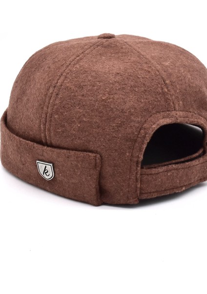Kışlık Yeni Stil Yün Retro Hip-Hop Docker Şapka Kahve