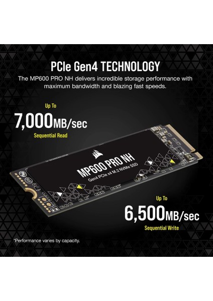 CORSAIR Force Serisi MP600 PRO NH 1TB PCIe 4.0 Gen 4.0x4 NVMe M.2 SSD (CSSD-F1000GBMP600PNH)