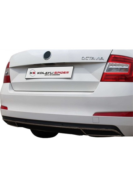 Skoda Octavia A7 Arka Difüzör Çıtası 3 Prç Krom 2013 ve Sonrası