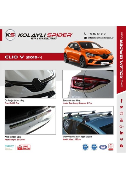Renault Clio 5 Bagaj Iç Eşiği 2 Prç Krom 2019 ve Sonrası modelleri