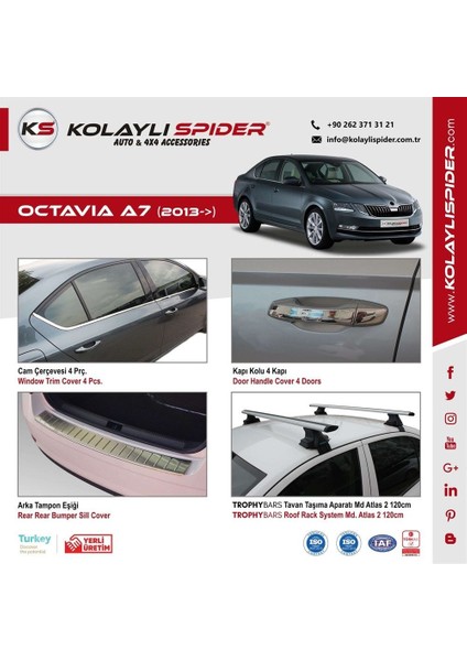 Skoda Octavia A7 Arka Tampon Eşiği Krom 2013 ve Sonrası modelleri