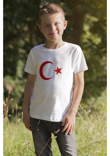 Çocuk Türk Bayraklı Kısa Kollu Tişört Bisiklet Yaka fiyatları