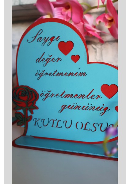 Öğretmen Gününe Özel Tablo "Saygı Değer Öğretmen" Gül Detaylı Dekoratif Hediye fırsatları