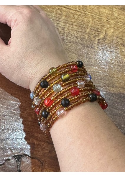 Kehribar Doğal Taş Boncuklu Kadın Dolama Bileklik modelleri