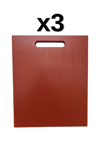 3'lü Türkay 32.5X26.5X2 cm Saplı Polietilen Kesme Tahtası Kesim Levhası 1145