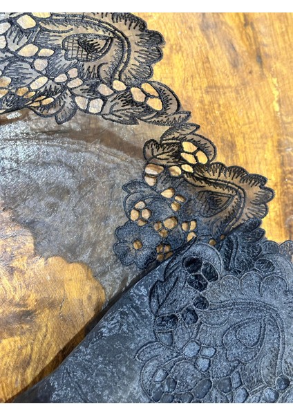 En 14 cm Siyah Tül Güpürlü Desenli Şerit Dikiş Giyim Aksesuarı 1 Metre fiyatları