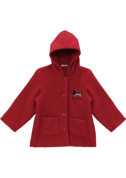 Kız Bebek Köpek Nakışlı Kaban - Bordo