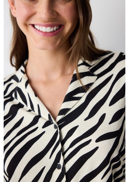 Zebra Gri Gömlek Pantolon Pijama Takımı
