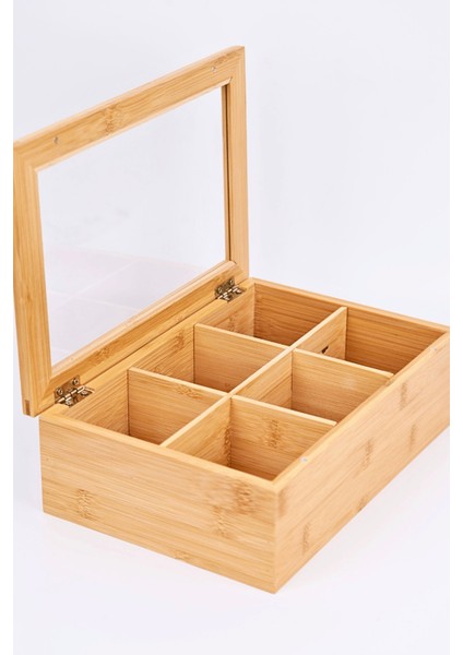 Altı Bölmeli Bambu Poşet Çay Kutusu - Bitki Çay Kutusu fiyatları