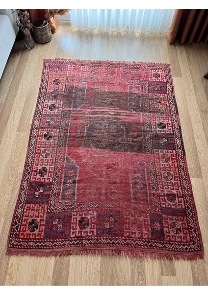 133X181 cm El Dokuma Ender Desenli Antialerjik Yün Antik Dekoratif Kilim