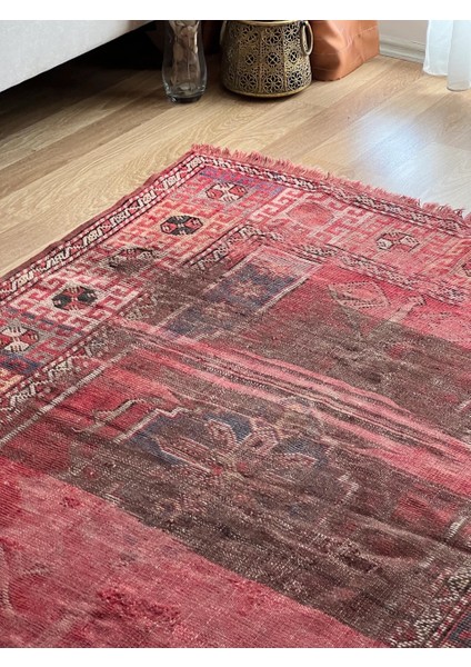 133X181 cm El Dokuma Ender Desenli Antialerjik Yün Antik Dekoratif Kilim