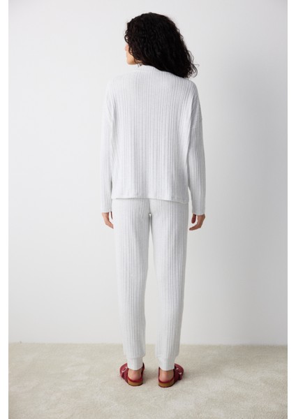 Soft Grey Açık Gri Pantolon Pijama Takımı