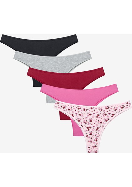 Bow Floral Pamuklu 5li Brazilian Külot